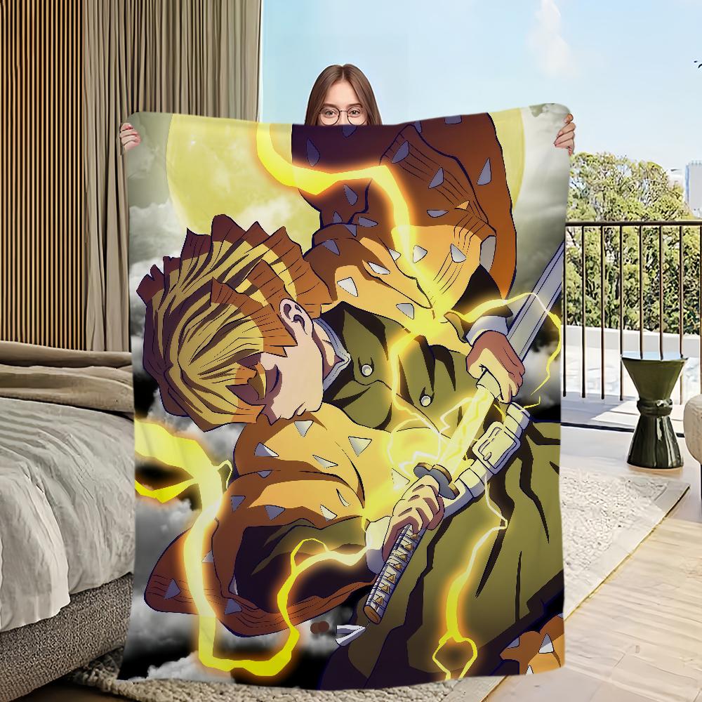 fanart anime cool chibi Z-Zenitsu A-Agatsuma Flannel warm soft plush blanket for sofa living room hogar bedroom travel gift home