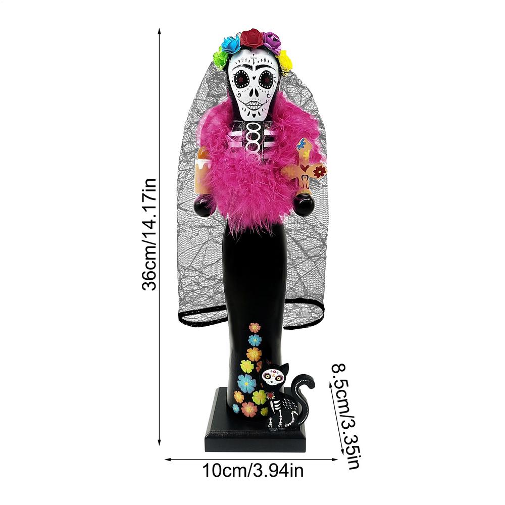 

Nutcracker Decoration Day Of The Dead 14 Inch Nutcracker Statue With Cat Wooden Desk Ornament For Display Mantel Home Display