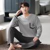 Men's pajamas spring and autumn pure cotton long-sleeved casual loungewear youth men's autumn thin cotton large-size suit