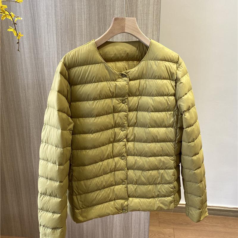 Convertible Round Neck/V-Neck Women's Slim Lightweight Down Jacket - 90% Duck Down, Warm, Packable, Short Outerwear.