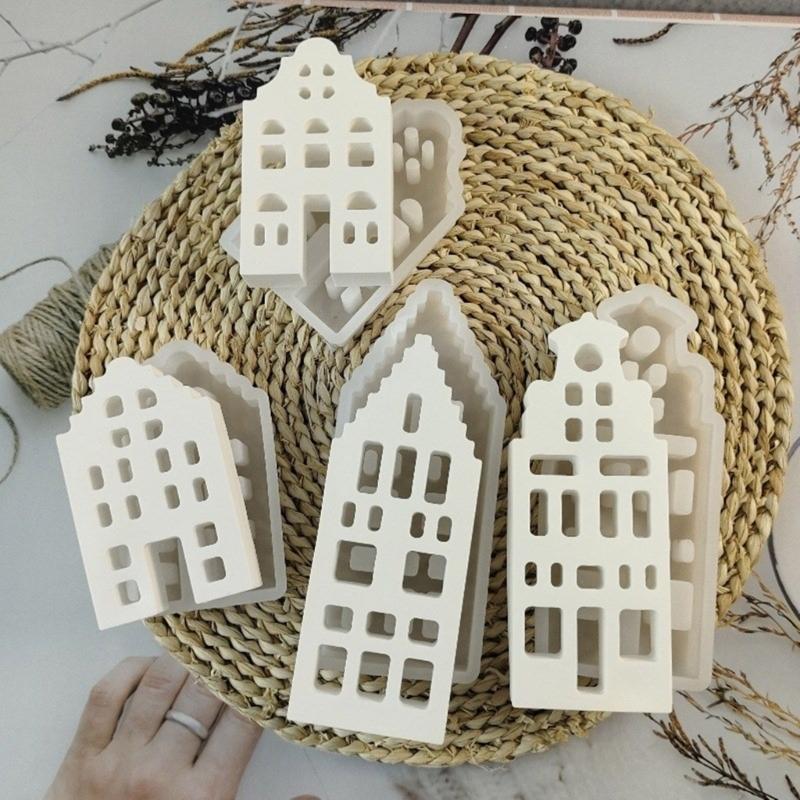 Plaster Canal House Figurines Mold Versatile Plaster Accessory Mould Set for Crafting Canal House Display Ornaments