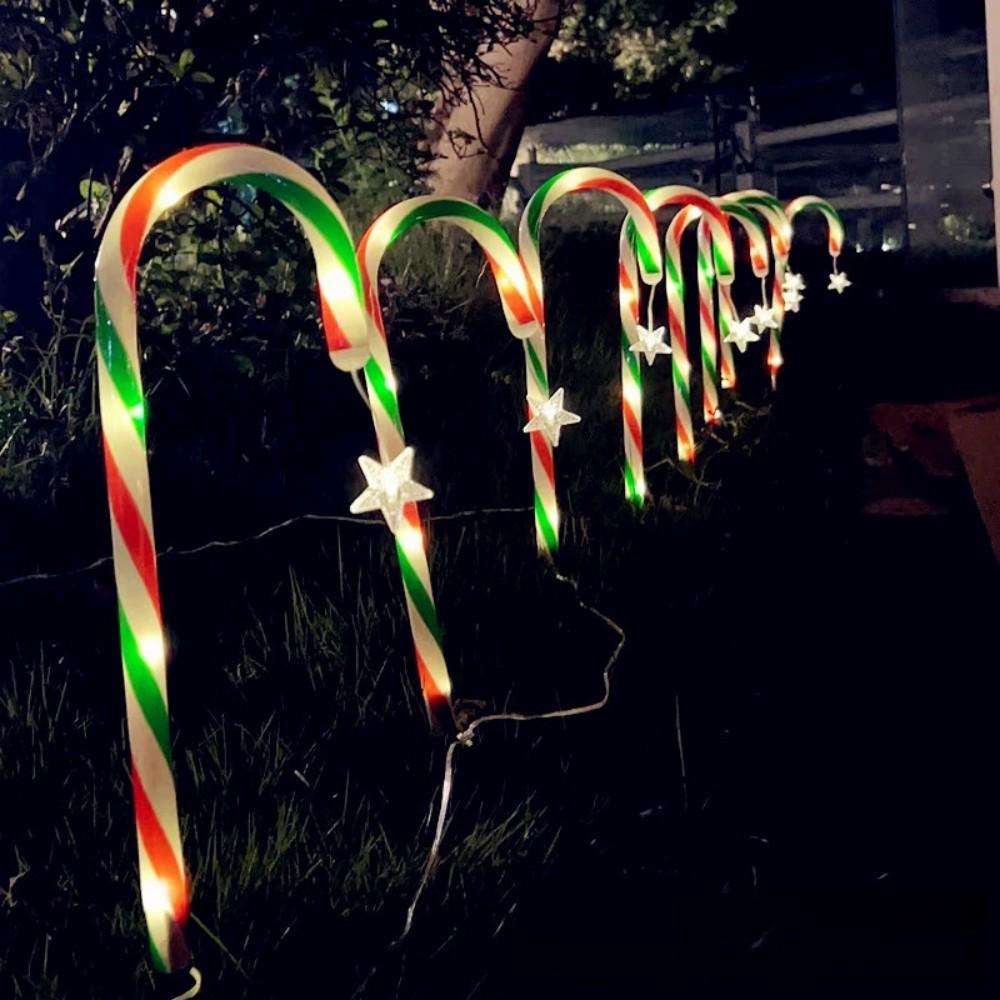 Solar Star Candy Cane Christmas Lights - Outdoor Garden Holiday Decoration
