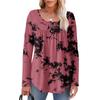Dame Langermet Tunika Løse Topper Casual Oversized Topper Plissert Tunika Knapper Ned Casual Dame Print Topper