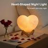 Heart Night Light 16-Color USB Rechargeable LED Nightlight Heart Shaped Light with Stand and Remote Control for Valentine's Day