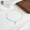 ORSA JEWELS Elegant Layered S925 Silver Satellite Anklet with Key Pendant for Women Summer Foot Chain Straps Jewelry SA102