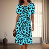 Graceful Leopard Print Casual Dress Women Summer Spring Short Sleeve O Neck Fashion