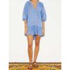 Spring and Autumn Women's V-neck Blue Temperament Loose Shirt Dress Short Dress