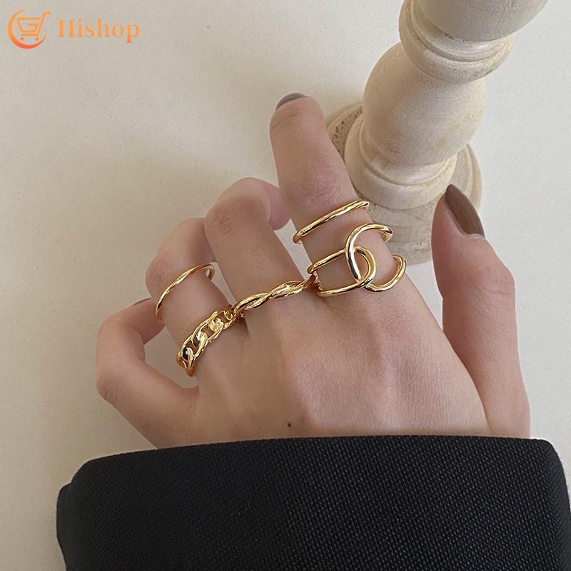 Mode Vintage Gold Ringe Set Twist Hohl Kreuz Ring für Frauen Schmuck Zubehör