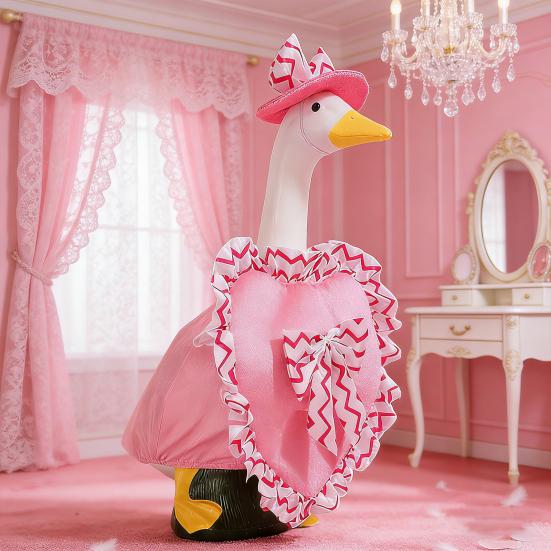 1 Set Valentine's Day Porch Goose Outfit 23 Inch Goose Costume Heart Themed Apparel Set Hat And Ruffle Heart Garment for Yard Porch Lawn Outdoor