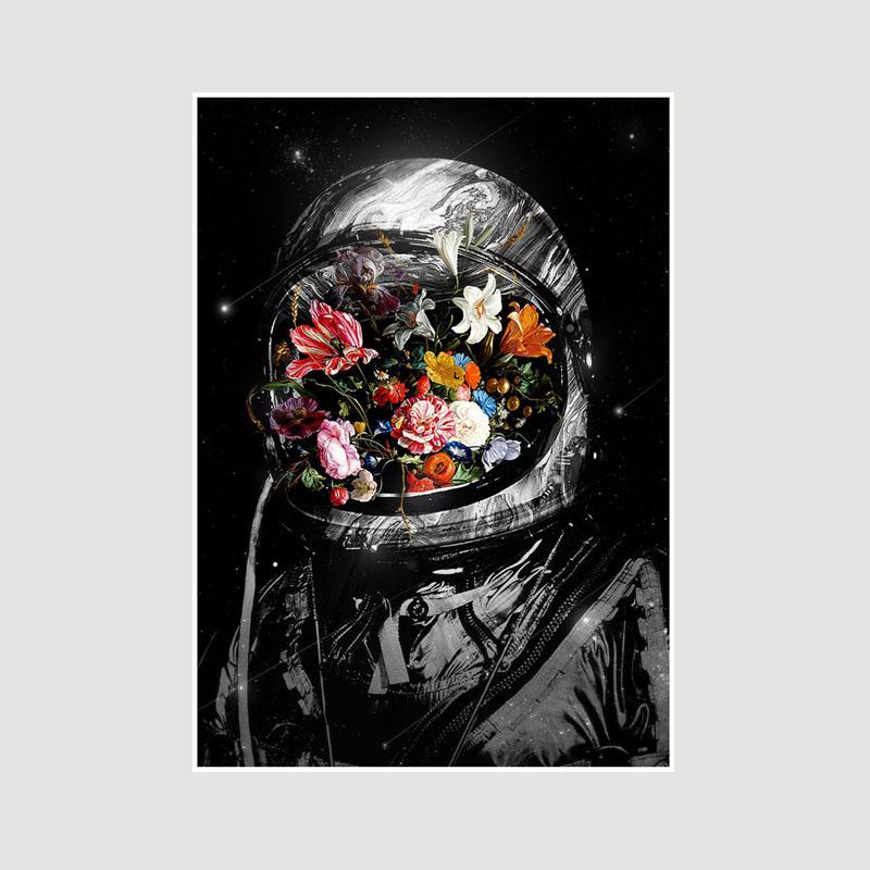 Living Room Decoration Art Painting White Paper Astronaut Space Poster Wall Art Prints Home Decor Bar Cafe Dorm Decorative Pictures Gifts