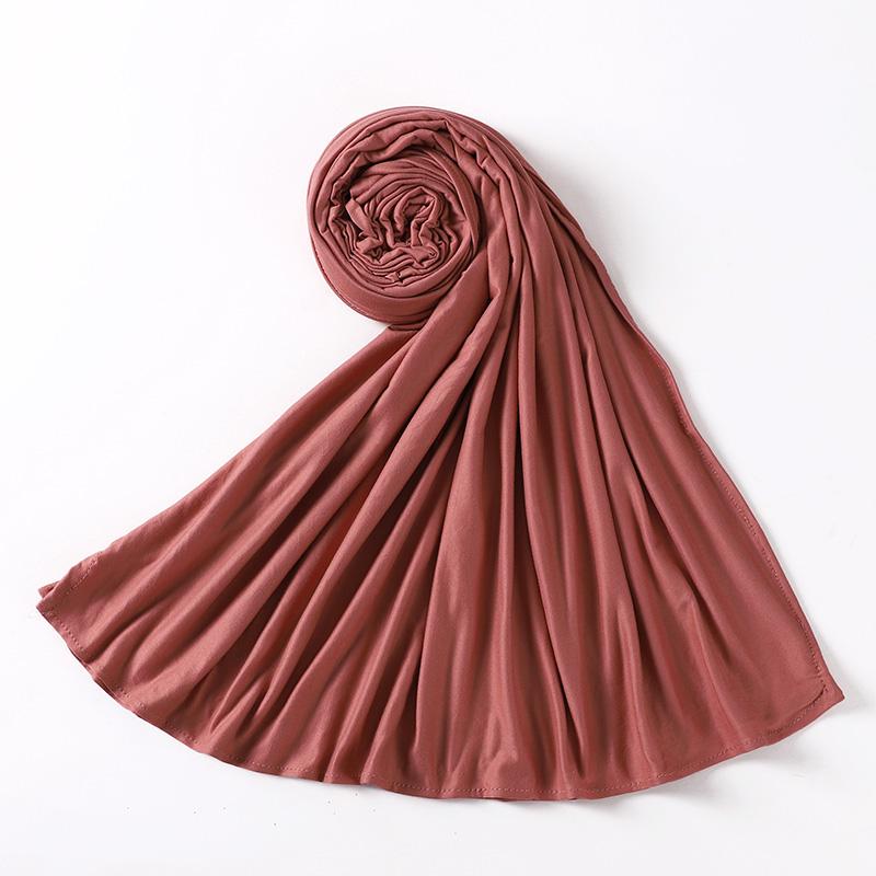 Muslim Plain Cotton Jersey Hijab Scarf Solid Color With Good Stitch Stretchy Soft Turban Head Wraps Shawl Foulard Femme