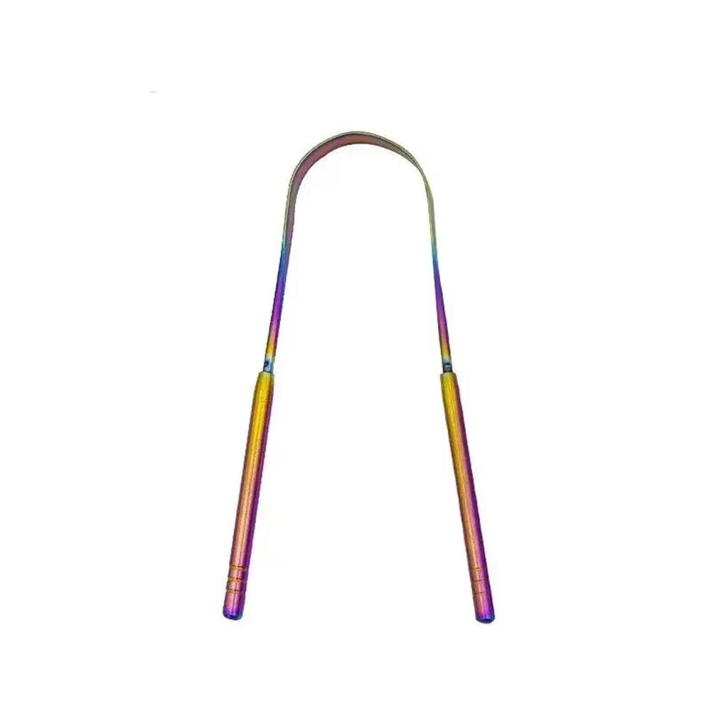 4 Colors Thicken Stainless Steel Tongue Scraper U-Shaped Metal Fresh Breath Cleaning Coated Tongue Toothbrush