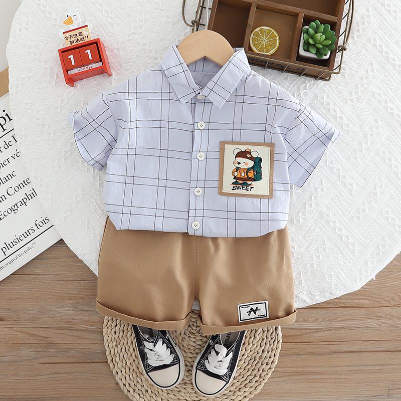 

Boys Long-Sleeve Plaid Shirts - Toddler Spring & Autumn Fashion Outerwear 110 cm светло-синий