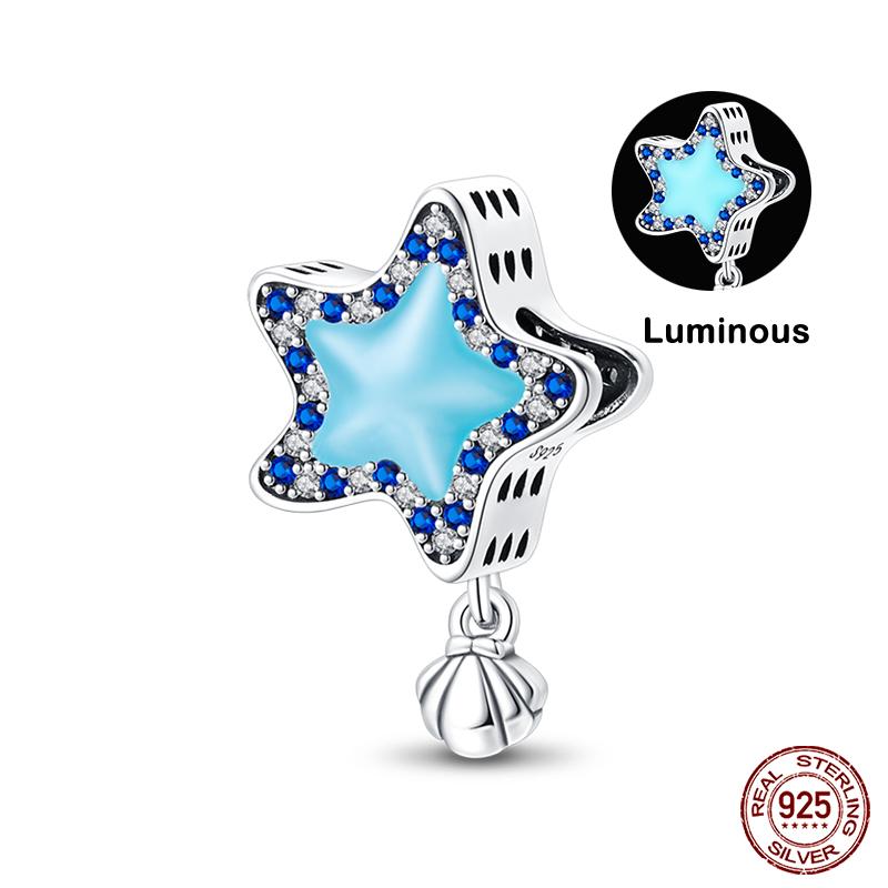 Original 925 Prata Esterlina Cor Mágica Camaleão Luminoso Série Charme Contas Adequado Ajuste Pulseira DIY Jóias Presentes