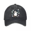 Spielerisches Baby-Pinguin Arktischer Charme Gewaschene Baseballkappe Outdoor Für Damen Unisex FeUnisex Papa-Hut