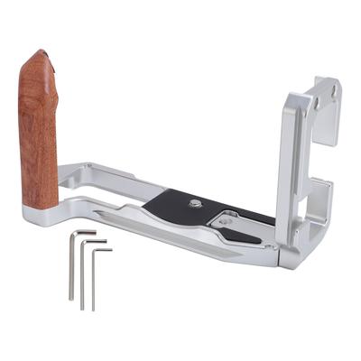 Camera L Shape Grip with Cold Shoe Mount Quick Release Plate Aluminum Alloy Wood Camera L Shape