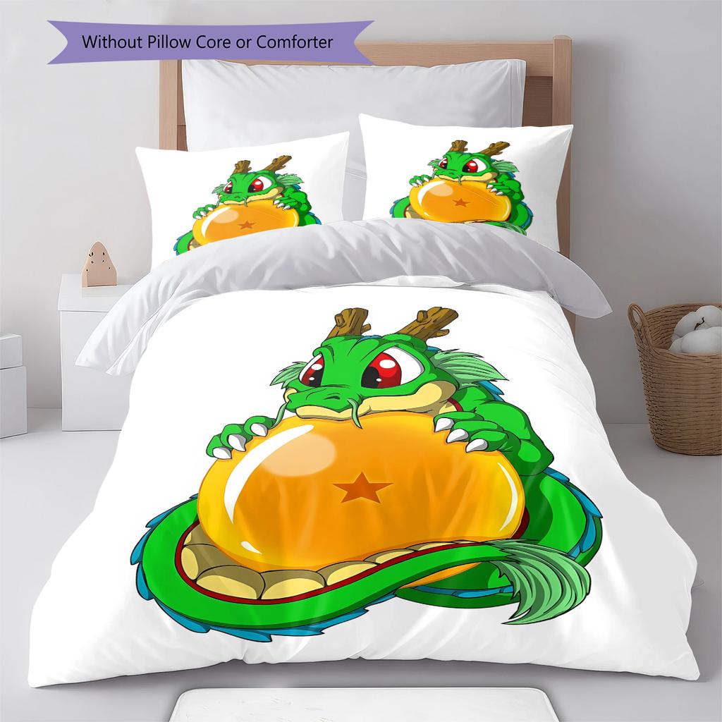 Shenron Pattern Bedding,Quilt Set Quilt Cover Pillowcase Home Birthday Gift (1 * Duvet Cover + 2 * Pillowcase, Without Core)