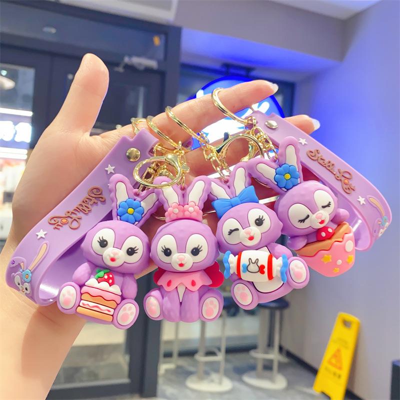 Cartoon Cute Cute Drag Bunny Pendant Car Keychain Children's Toys Small Gifts Doll Machine Accessories