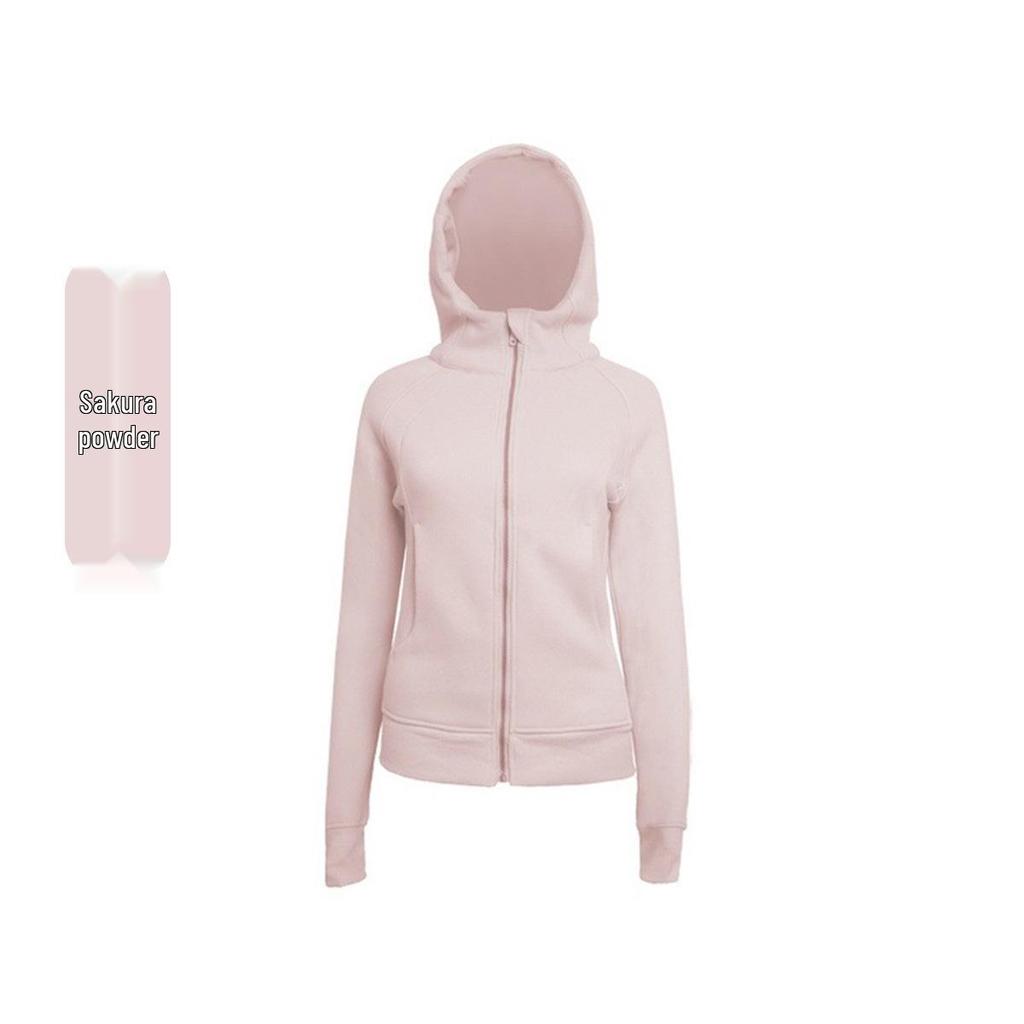 Luqilulu Women's Winter Plus Velvet Warm Hooded Slim Fit Outdoor Sports Jacket