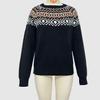 Ladies Autumn Winter Long Sleeve Round Collar Pullover Color Matching Warm Knitted Sweater Knitwear Top
