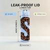 1PC Leopard Print Letter S Monogram 750ml Color Plastic Sports Water Bottle Leakproof Flip Straw Lid Suitable for Sports Office Home Use