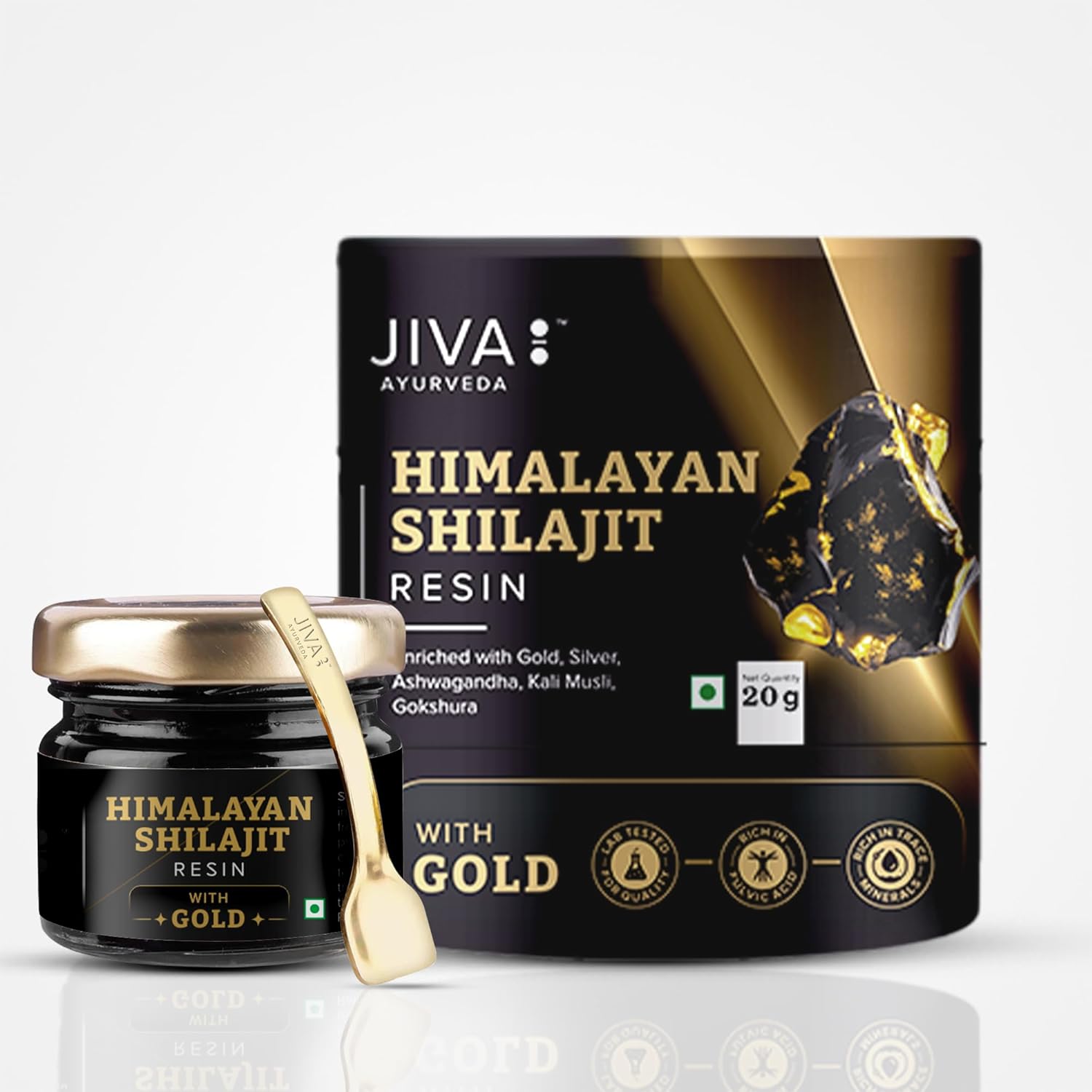 

Jiva Ayurveda Shilajit Gold Resin 20g Servings 500mg Energy Stamina Strength Muscle Growth