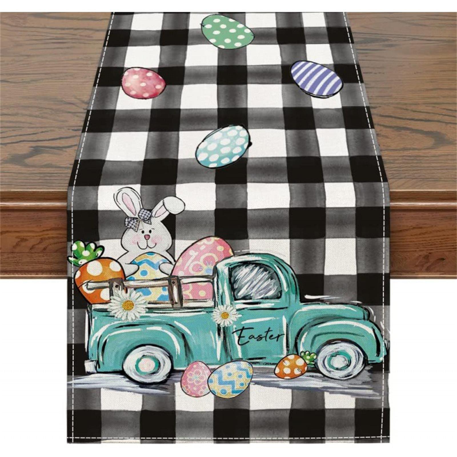 

2024 Пасхальный кролик дорожка на стол кролик обеденный стол скатерть подставка для столовых приборов весенний праздник счастливой Пасхи украшения подставки для столовых приборов 17