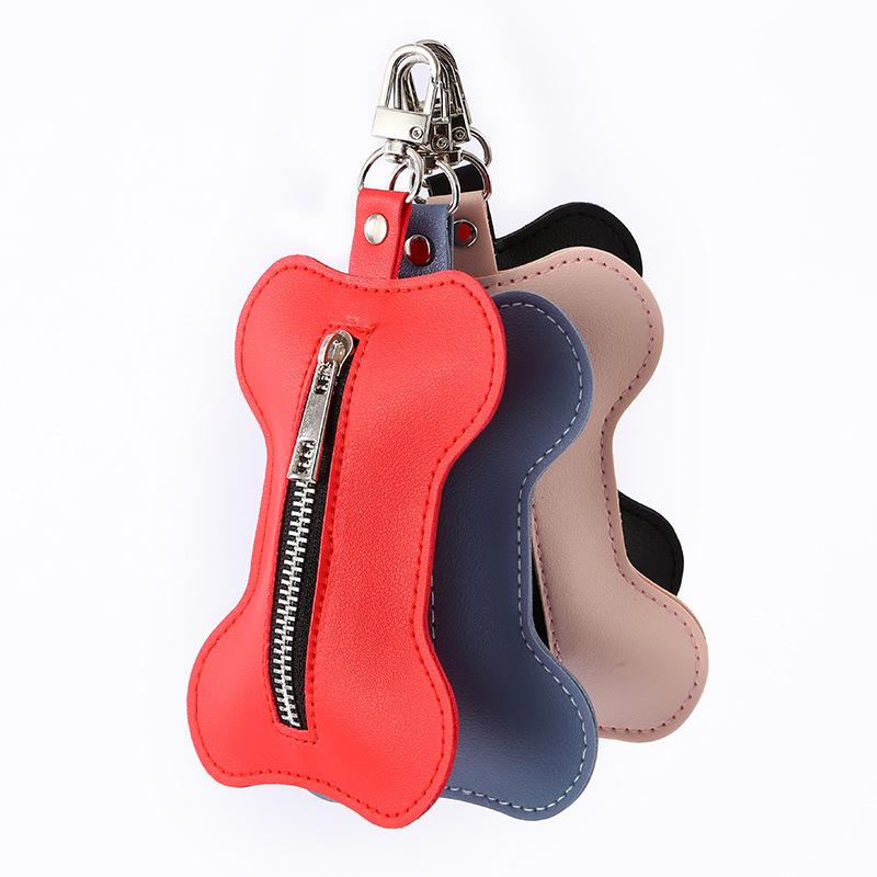 Bone-Shaped Dog Poop Bag Dispenser & Trash Can with Large Leather Storage In Stock