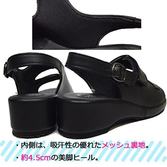 Pansy Office Nurse Back Velcro 5303 S In Sandals, Black, Comfortable, Thick-Soled, Women's Sandals, Black, Lightweight, Comfortable, Strap, Strap,