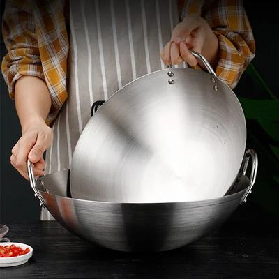 Stainless Steel Wok Pan Home Garden Non-stick Skillet Thicken Pan Gas Stoves Cooking Pot Cauldron Cast Iron For Kitchen