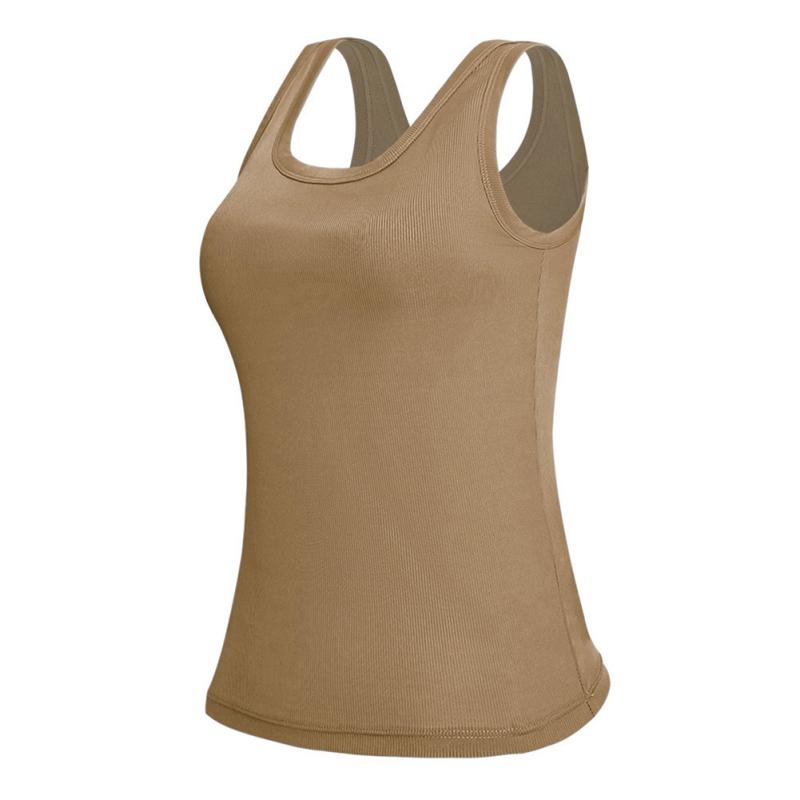 Women's Camisole Wide Shoulder Vest with Chest Pad Fitness Tanks Top