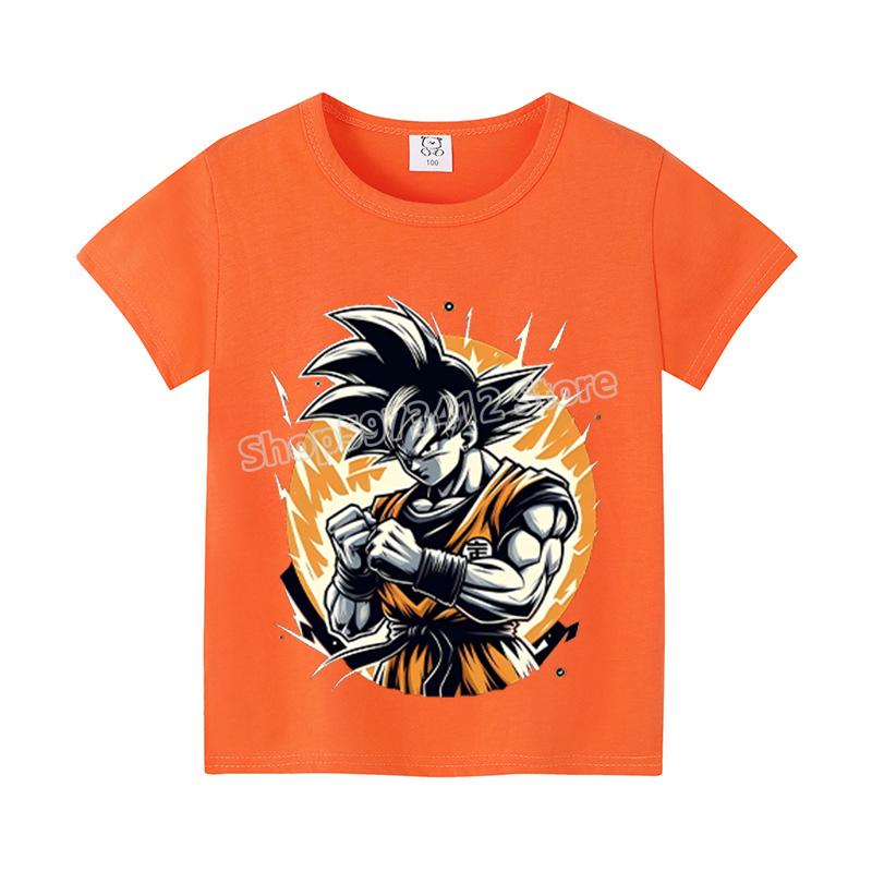 Dragons Ball Z T-shirt Goku Cartoon Anime Figures Short Sleeves Casual Kid Tee Y2K Round Neck Top Boy Summer Child Clothing Gift