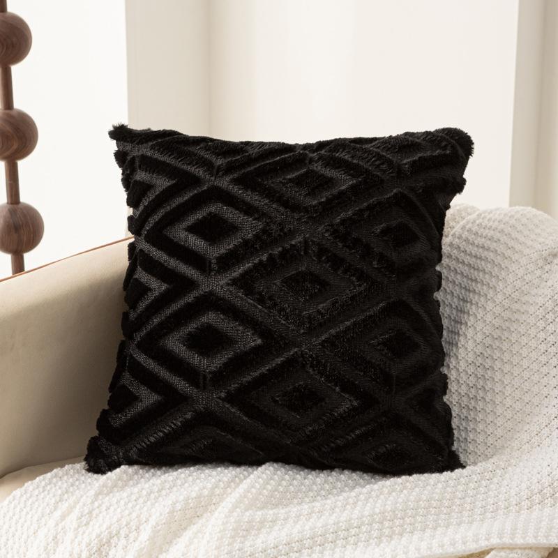 2pcs Modern Plush Faux Fleece Velvet Throw Pillow Covers - Cream & Beige Geometric Pattern, Soft & Luxurious Decorative Cushion Covers for Sofa