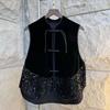 Damen Chinesischer Stil Design Gespleißte Pailletten Ärmellose Weste