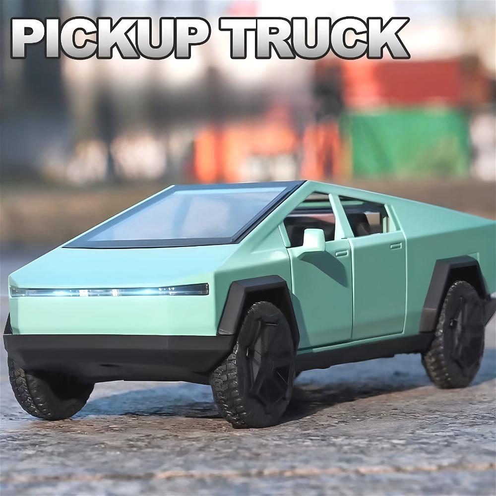 1:32 Pickup Model Toy Car Alloy Body Rubber Tires High Simulation Off-road Vehicle Models Pull Back Toys Table Top Decoration