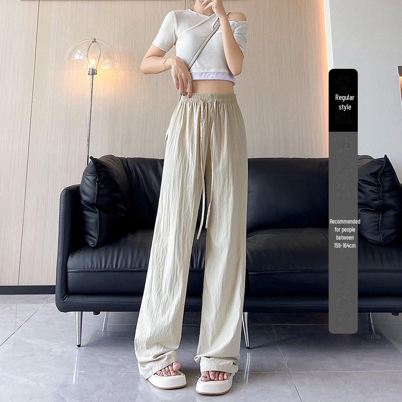 Nové podzimní a zimní pletené oblačné kalhoty s vysokým pasem: Volné, ležérní kalhoty se širokými nohavicemi