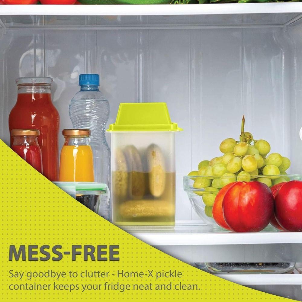 Reusable Pickle Container with Strainer BPA Free Mess-Free Storage Pickle Jar with Lid Pickle Holder Jalapeno Container