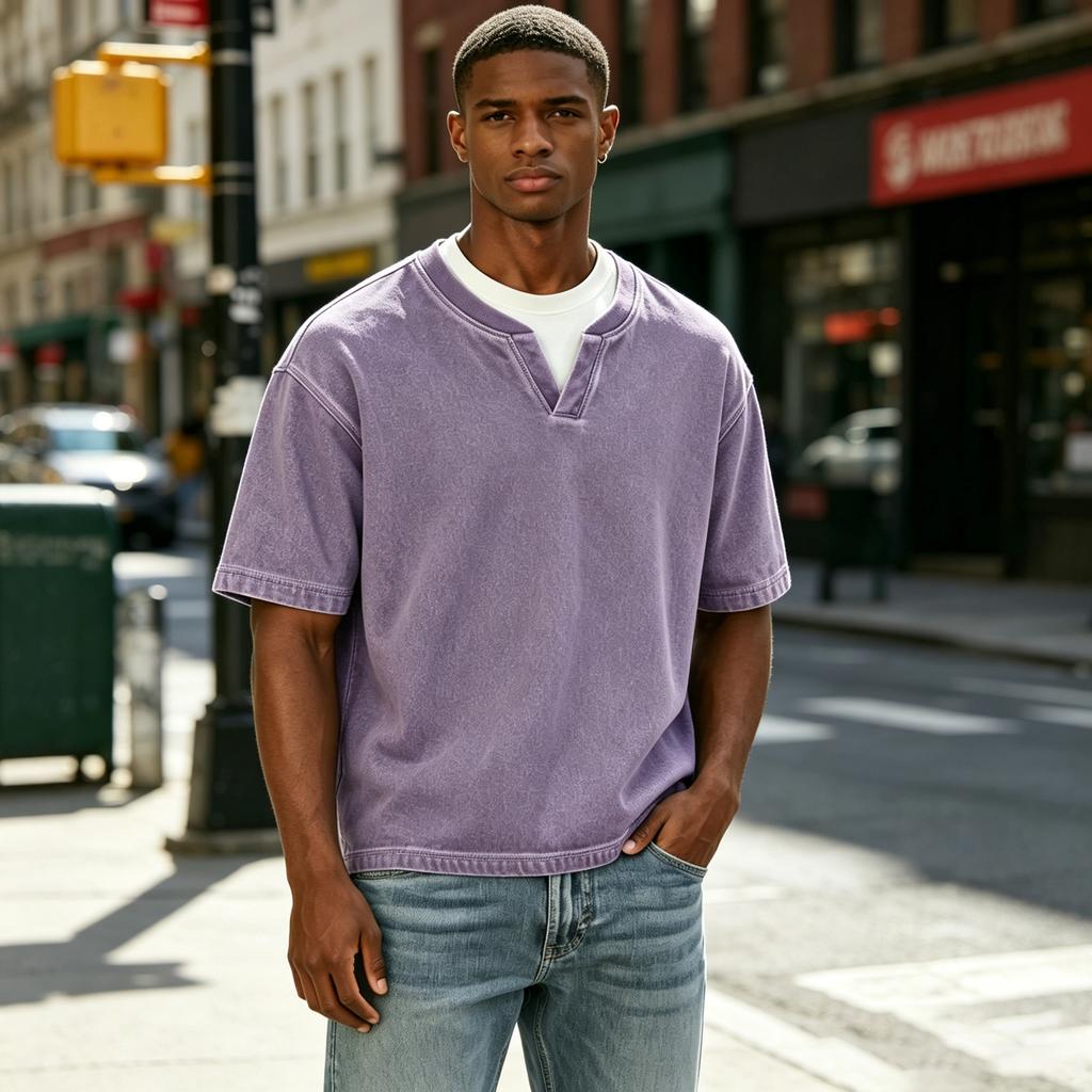 Men's Casual Short Sleeve Shirt Crew Neck Relaxed Fit Vintage Style Comfortable Cotton Blend Top