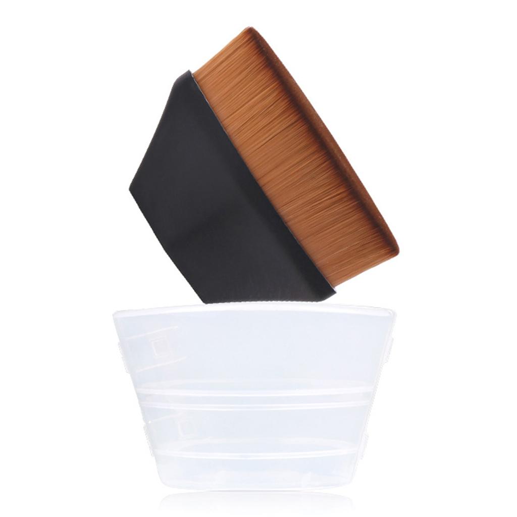 Foundation Makeup Brush Flat Top Shed Free Strong Grasping Portable Makeup Brush Black with Storage