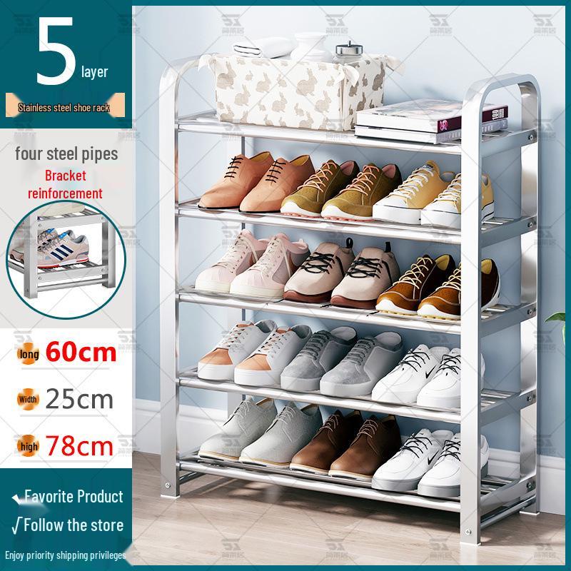 Stainless Steel Multi-layer Shoe Rack for Home or Dorm - Dustproof Storage Cabinet