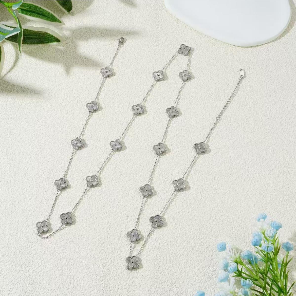 

18K Lucky Four Leaf Clover ожерелье 90 см длиной 20 цветков перламутровой цепочки свитера женское ожерелье высокого класса