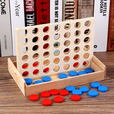 3D Four-in-a-Row Game: Educational Multiplayer Toy, Wooden Boxed, Multicolor, 0.34kg