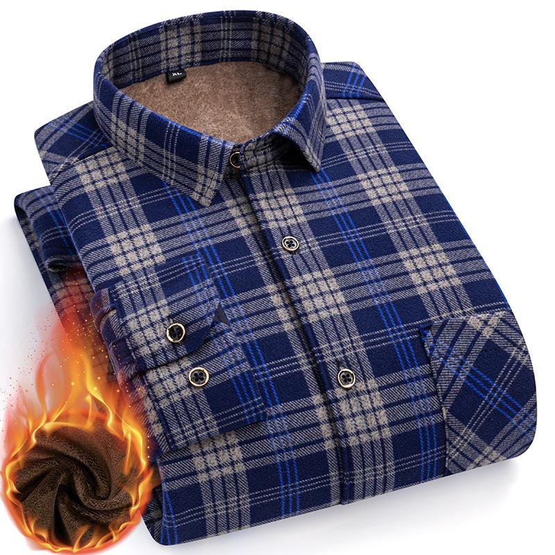 Cămașă groasă cu carouri și căptușeală din fleece pentru bărbați pentru Toamnă/Iarnă – Opțiuni multicolor disponibile