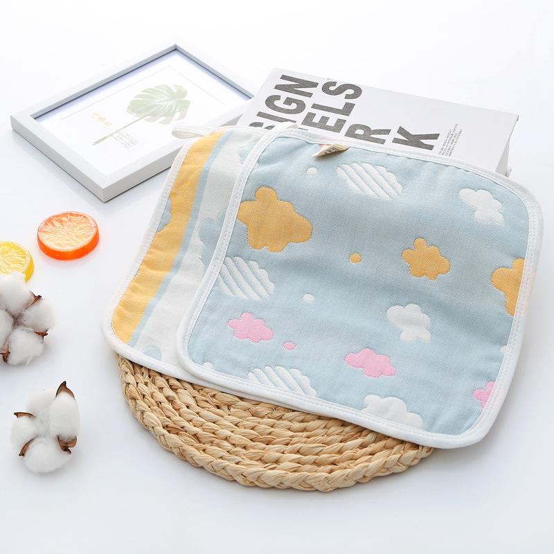 6 Layer Pure Cotton Gauze Baby Burp Cloth Cartoon Jacquard Square Towel For Infant Kids Face And Hand Washing