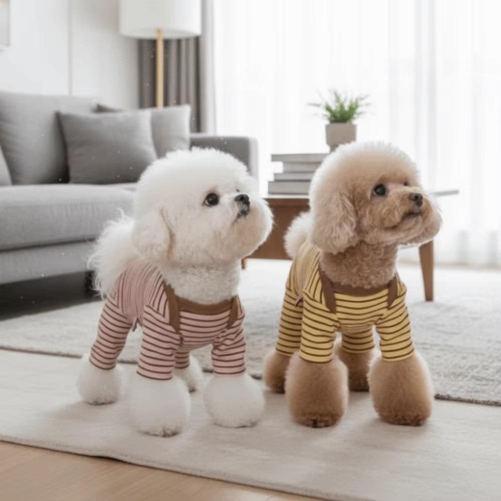 Gestreifter Hundespielanzug Langarm Hund Unterhemd Stilvolle Vierbeiner Pyjamas für Hunde