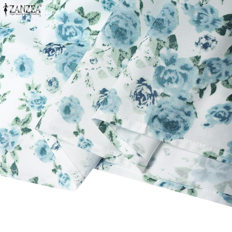 ZANZEA Women Casual Round Neck Sleeveless Floral Print Dress