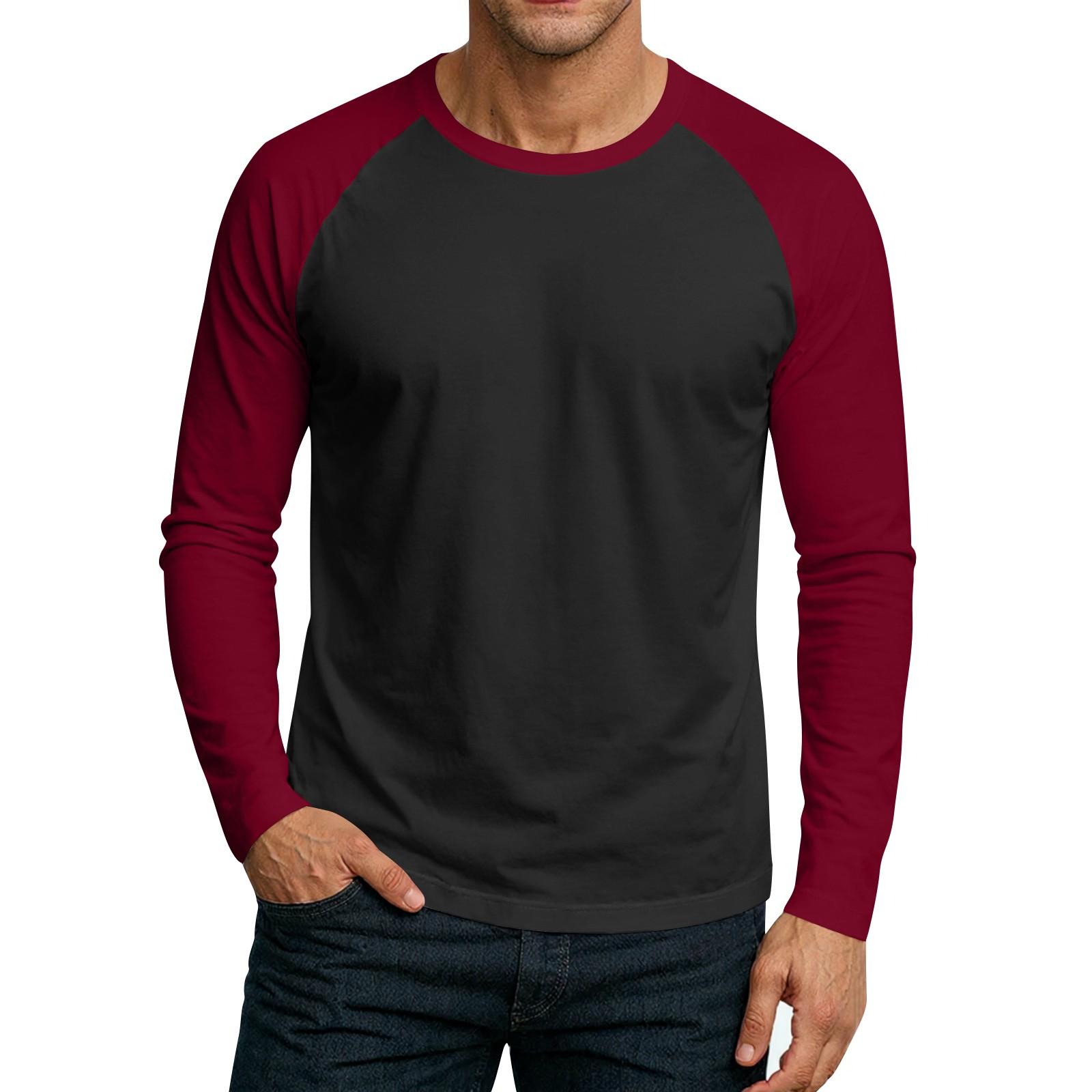 

Мужской топ-футболка с круглым вырезом и длинным рукавом M винный