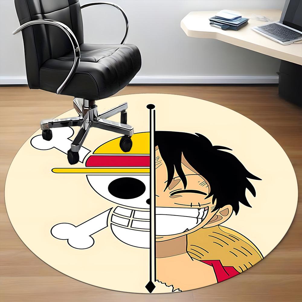 1pc One Piece Monkey D. Luffy Office Round Area Rug, Under Office Chairs Bedroom Living Room Home Decor  A1022154