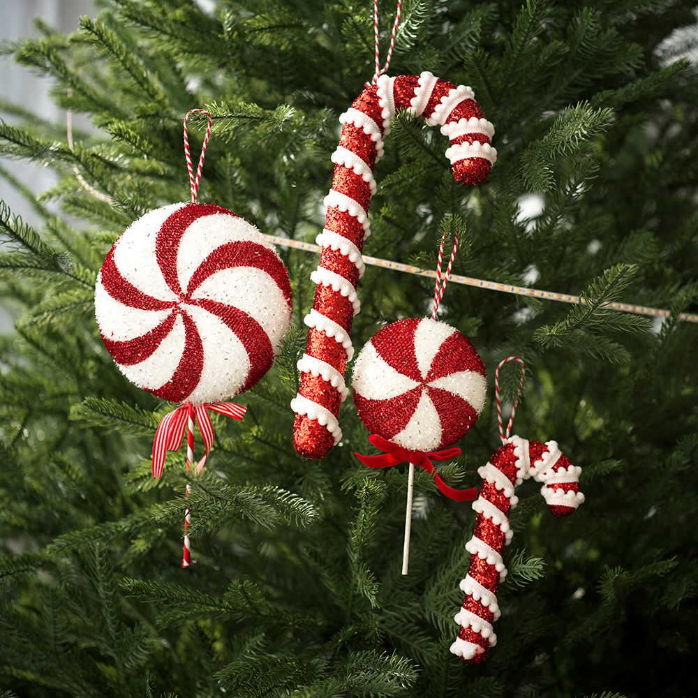 Red & White Candy Cane Ornaments, Christmas Balls, and Decorations Set