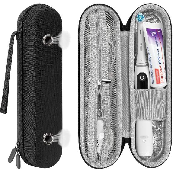 Linkidea Electric Toothbrush and Toothpaste Travel Case with Ventilation and Pocket for Charger, Compatible with Oral-B iO Series, Philip Sonicare,